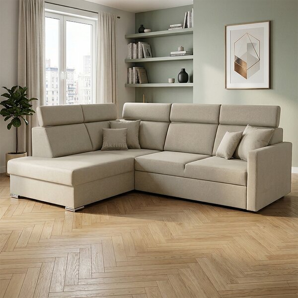 Sedací souprava SLIM XL | 180x238 cm | levá | rozkládací + úložný prostor | letto 11 šedobéžová EASY CLEAN