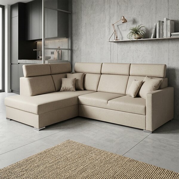 Sedací souprava SLIM XL | 180x238 cm | levá | rozkládací + úložný prostor | letto 11 šedobéžová EASY CLEAN