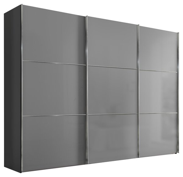 SKŘÍŇ S POSOUVACÍMI DVEŘMI, světle šedá, tmavě šedá, 249/222/68 cm Moderano - Šatní skříně