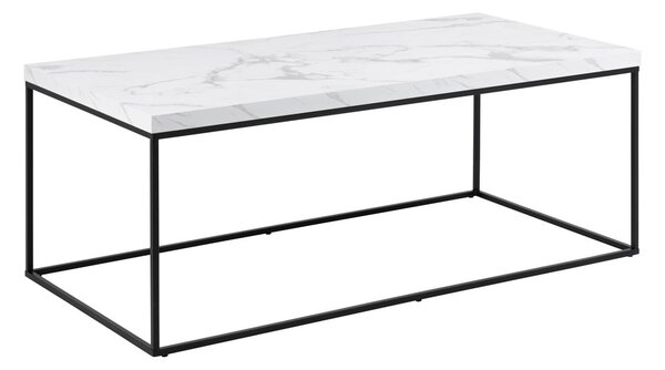 Bílý konferenční stolek s deskou v dekoru mramoru 55x110 cm Barossa – Actona