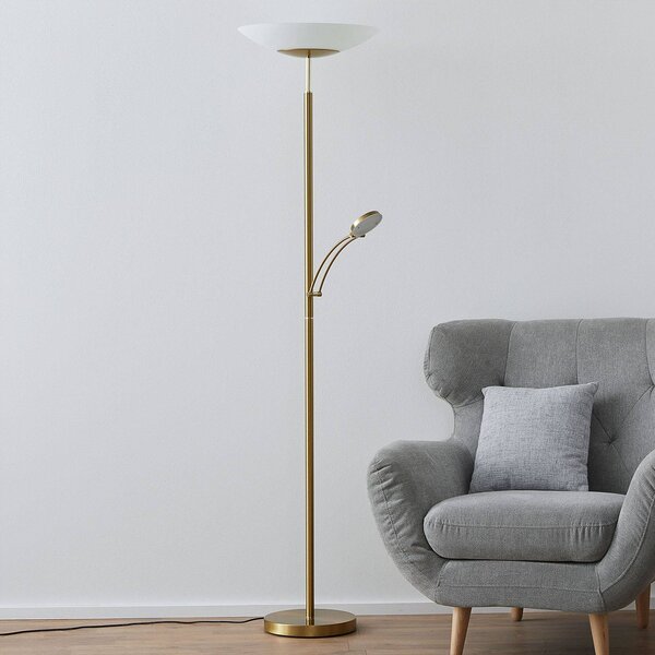 Paul Neuhaus LED stojací lampa Alfred, mosazná barva, stmívatelná, stmívatelný, Mosaz / zlato, Obývací pokoj / jídelna, kov, Moderní, Lampička na čtení