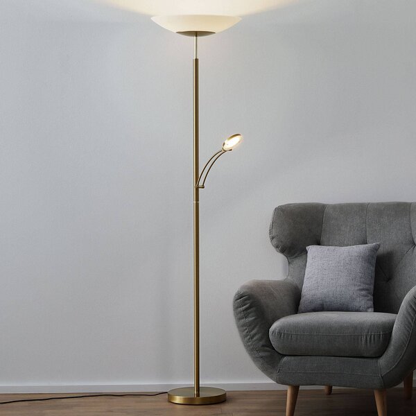 Paul Neuhaus LED stojací lampa Alfred, mosazná barva, stmívatelná, stmívatelný, Mosaz / zlato, Obývací pokoj / jídelna, kov, Moderní, Lampička na čtení