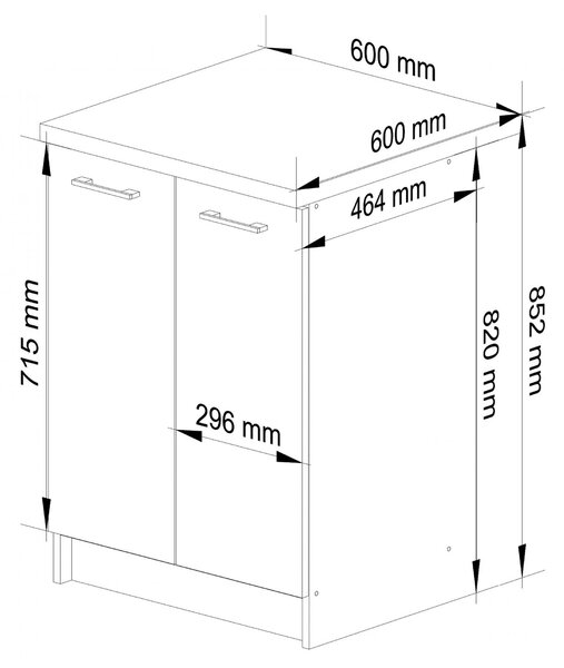 Kuchyňská skříňka OLIVIA – 60 cm | Bílá / Dub Sonoma