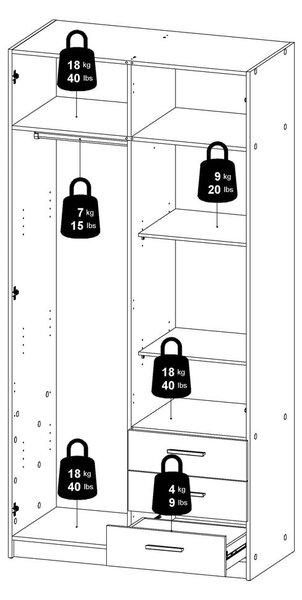 Bílá šatní skříň 99x200 cm Sprint – Tvilum