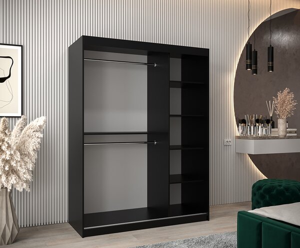 Šatní skříň s posuvnými dveřmi DOME 150cm černá