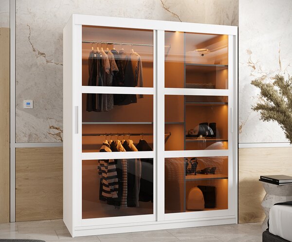 Šatní skříň s posuvnými dveřmi DOME 150cm bílá