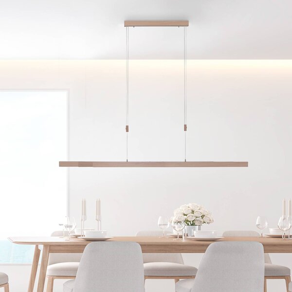 Paul Neuhaus LED závěsná lampa Adriana nastavitelná stmívatelná, stmívatelný, Světlé dřevo, Obývací pokoj / jídelna, kov, Moderní