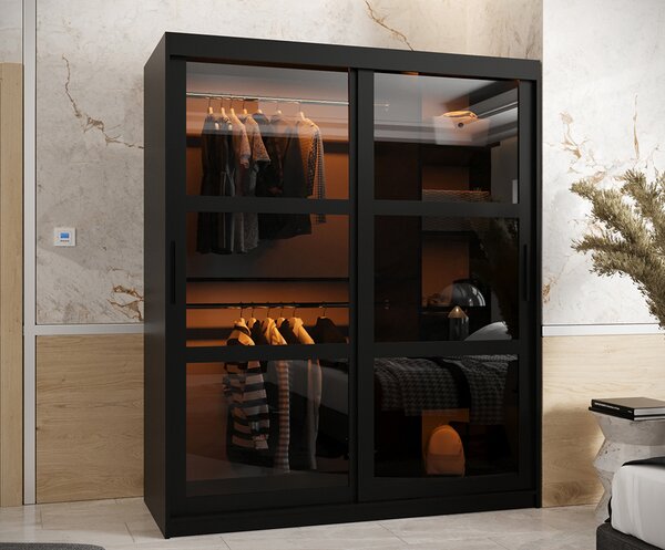Šatní skříň s posuvnými dveřmi DOME 150cm černá
