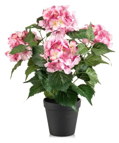 Umělá květina Hortenzie růžová v květináči, 38cm