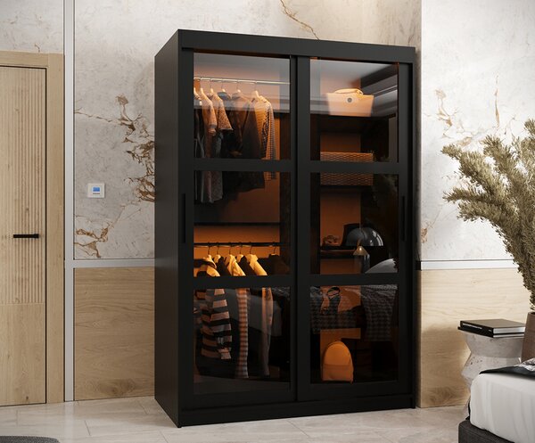 Šatní skříň s posuvnými dveřmi DOME 120cm černá