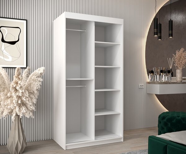Šatní skříň s posuvnými dveřmi DOME 100cm bílá