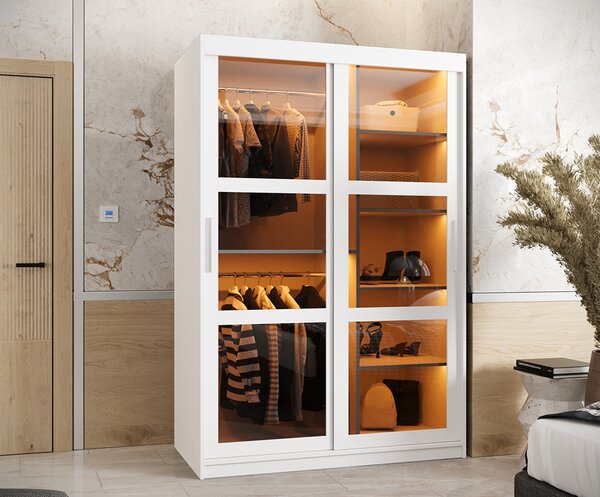Šatní skříň s posuvnými dveřmi DOME 120cm bílá