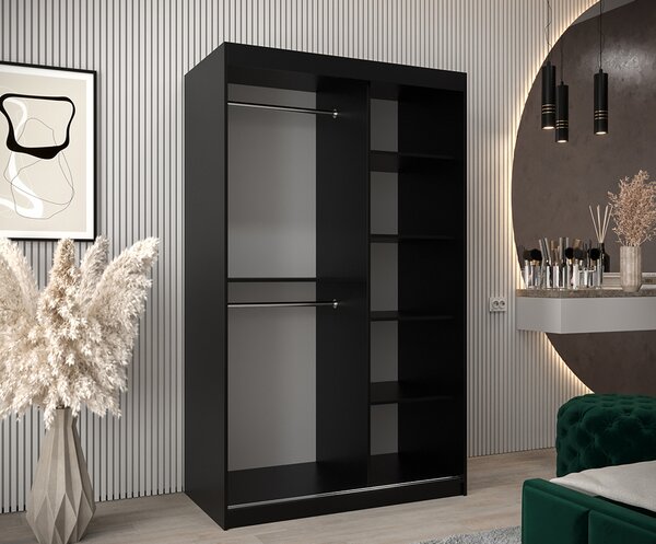Šatní skříň s posuvnými dveřmi DOME 120cm černá