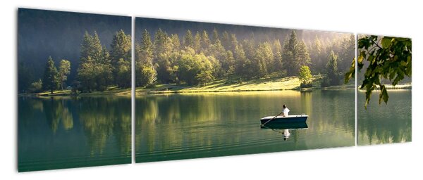 Obraz loďky na jezeře (170x50cm)