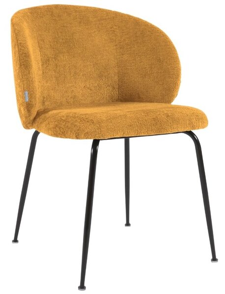 Hořčicově žlutá látková jídelní židle Kave Home Minna II
