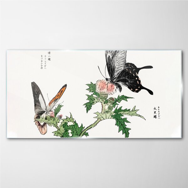 Obraz na skle Obraz na skle Pobočka motýlů květin