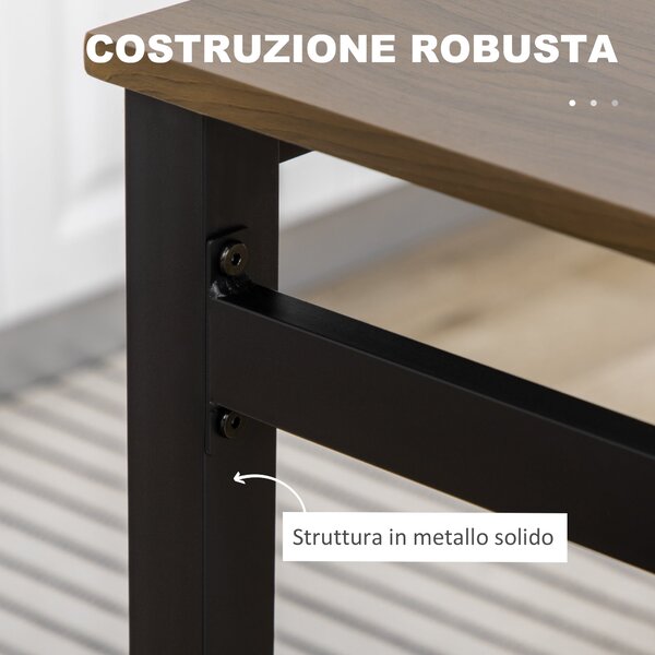 HOMCOM 5-dílná jídelní souprava se 1 obdélníkovým stolem 100x63x76.5 cm a 4 židlemi 45x40x82 cm, v kovu a MDF, černá a hnědá | Aosom