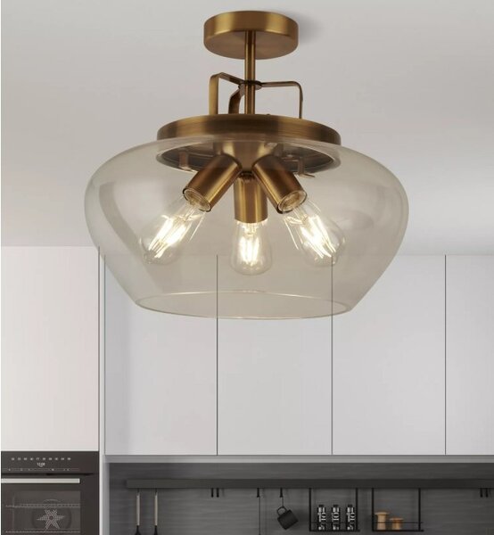 Searchlight 8973-3BZ Stropní lustr BOULE BRONZ čiré sklo