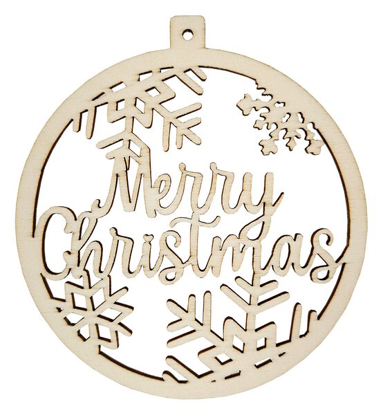 AMADEA Dřevěná ozdoba kolečko - Merry Christmas, 6 cm, český výrobek