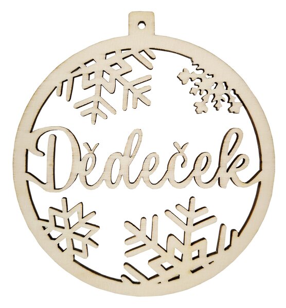 AMADEA Dřevěná ozdoba kolečko - Dědeček, 6 cm, český výrobek