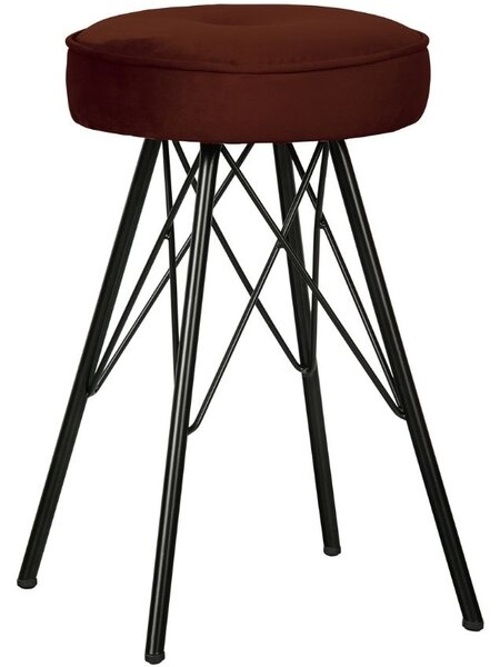 Hoorns Cihlově červená sametová stolička Isabel 33 cm