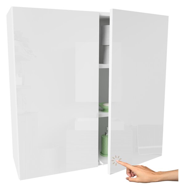 Závěsná koupelnová skříňka Miradu bílá lesklá 80x30 cm 2 dvířka