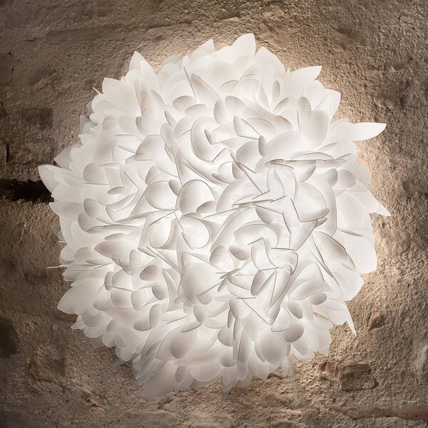 Slamp Veli Foliage Large nástěnné světlo, Ø 75 cm, stmívatelný, Bílá / opál, Obývací pokoj / jídelna, Plast, Design