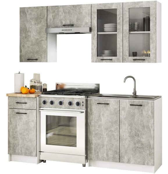Kuchyňská sestava 180 cm Ozara C (beton). Akce -10%