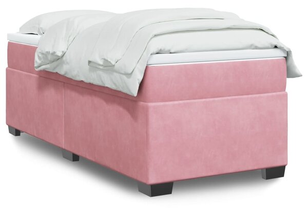 Box spring postel s matrací růžová 80 x 200 cm samet 3285250