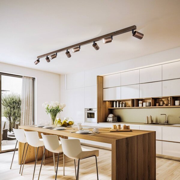 TK Lighting Stropní bodové topení, nastavitelné, hnědé, osmiplamenné lineární, stmívatelný, Hnědá / rez, Obývací pokoj / jídelna, kov, Moderní, Stropní svítidlo