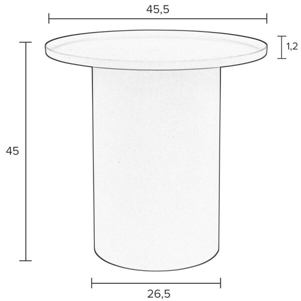 White Label Krémově bílý matný kovový odkládací stolek WLL SVERRE 45,5 cm