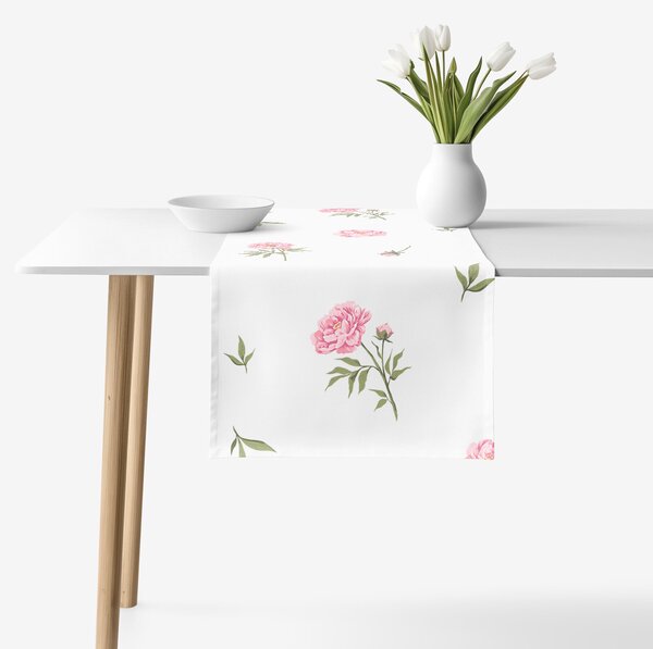Goldea běhoun na stůl 100% bavlněné plátno - pivoňky 35x140 cm