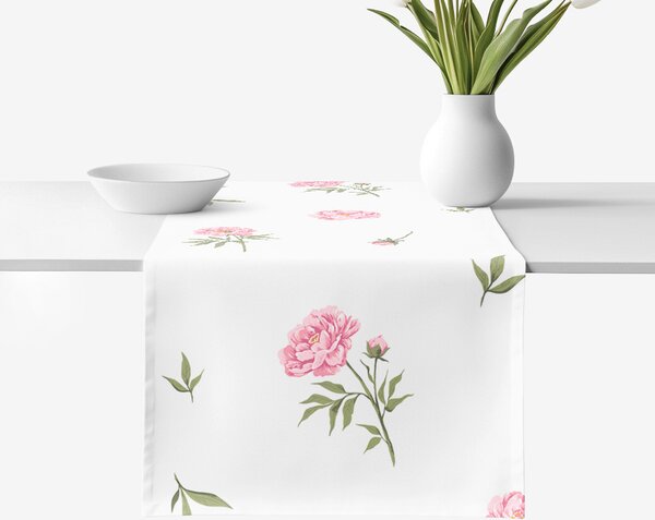 Goldea běhoun na stůl 100% bavlněné plátno - pivoňky 35x140 cm