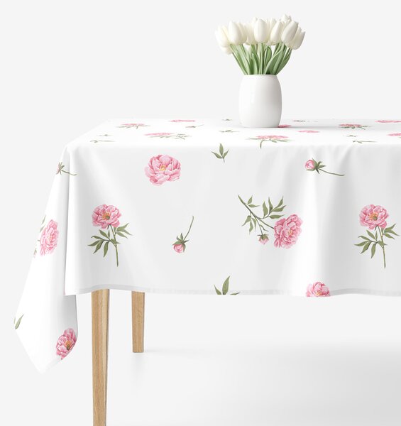 Goldea hranatý ubrus 100% bavlněné plátno - pivoňky 100 x 100 cm