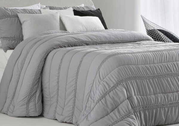 Textil Antilo Šedý přehoz Provenza Perla, 250x270 cm, sada se 2 povlaky na polštáře