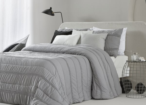 Textil Antilo Šedý přehoz Provenza Perla, 250x270 cm, sada se 2 povlaky na polštáře