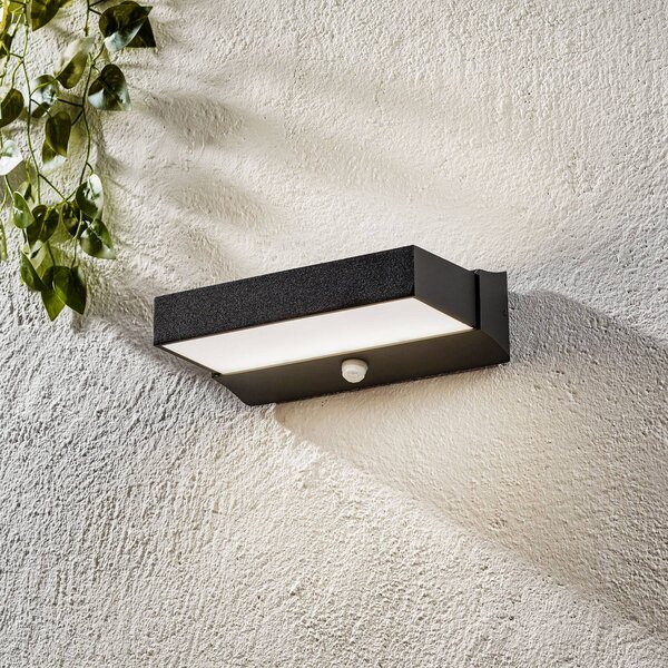 Trio Lighting LED venkovní světlo Cuando s detektorem pohybu, Černá, Hliník, Moderní, Nástěnné svítidlo / světlem dolů