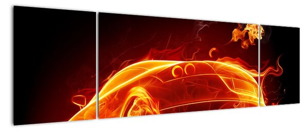 Obraz hořící auto (170x50cm)