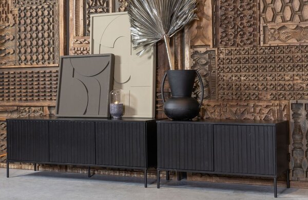 WOOOD Černý borovicový TV stolek Gravia 100 x 44 cm