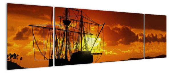 Lodě na moři - obraz (170x50cm)