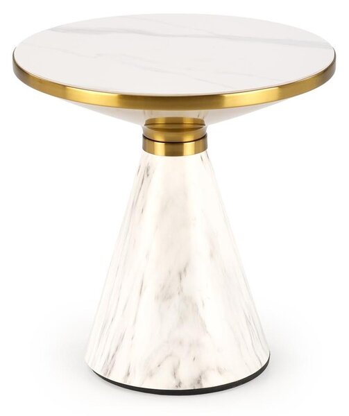 Konferenční stolek Toby (bílý mramor + zlatá). 1092461