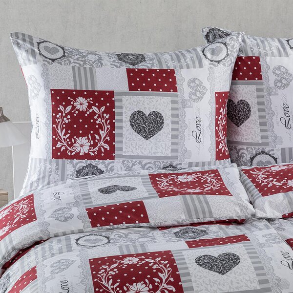 Ložní povlečení z mikrovlákna PATCHWORK SRDCE jednolůžko