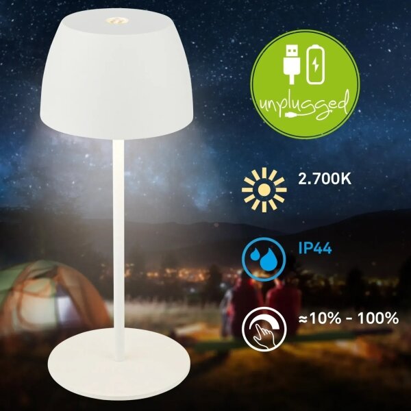 Briloner - LED Stm nab dot ven stolní lampa MINI LED/2,5W/5V IP44 1800 mAh bílá