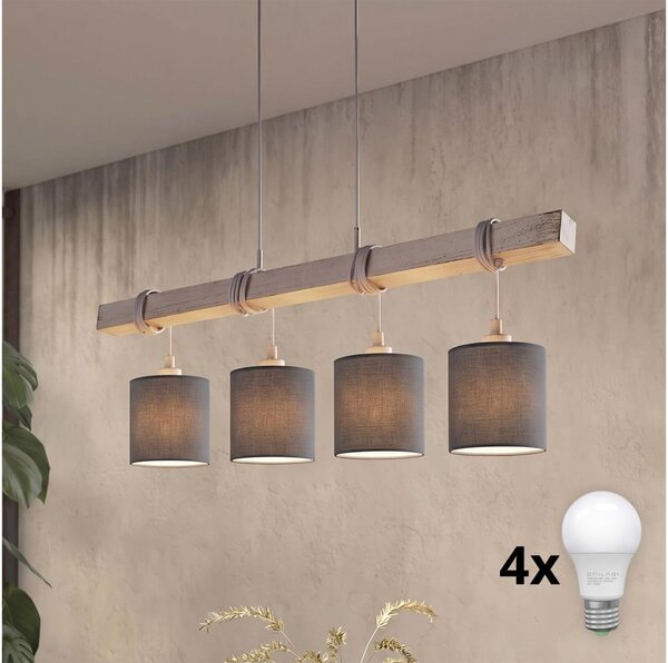 Brilagi - LED Lustr na lanku NUBILA 4xE27/60W/230V šedá/antracit