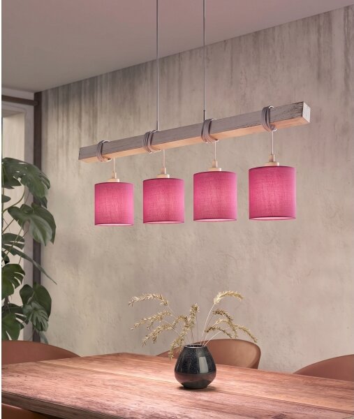 Brilagi - LED Lustr na lanku NUBILA 4xE27/60W/230V šedá/růžová