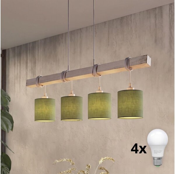Brilagi - LED Lustr na lanku NUBILA 4xE27/60W/230V šedá/zelená