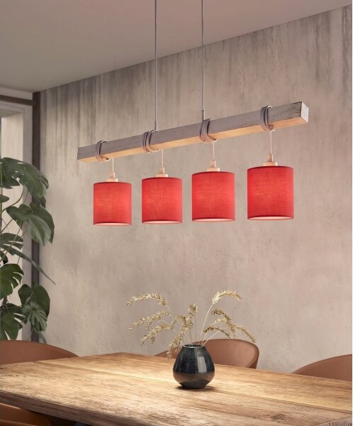 Brilagi - LED Lustr na lanku NUBILA 4xE27/60W/230V šedá/červená