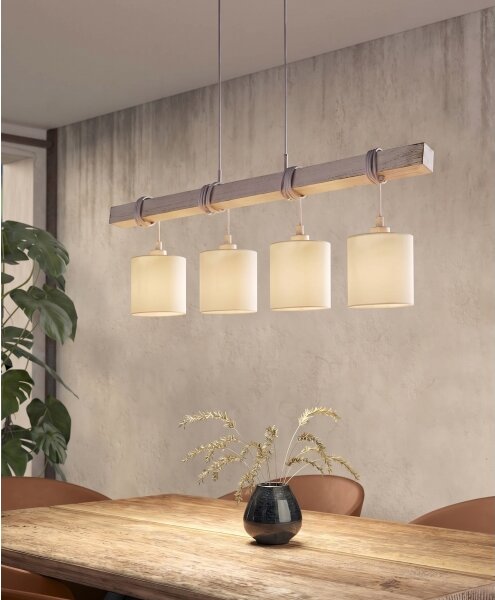 Brilagi - LED Lustr na lanku NUBILA 4xE27/60W/230V šedá/krémová