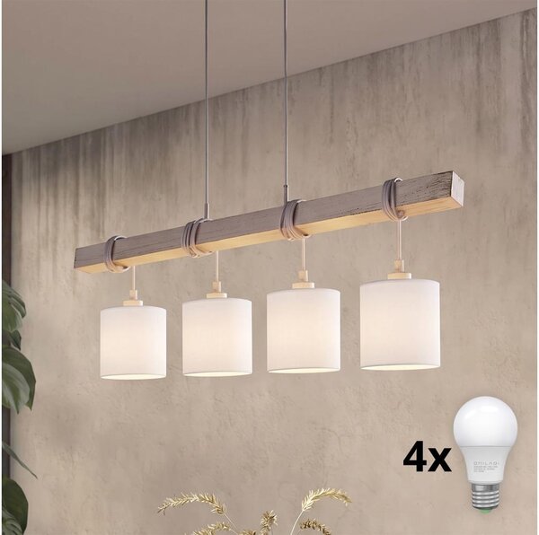 Brilagi - LED Lustr na lanku NUBILA 4xE27/60W/230V šedá/bílá