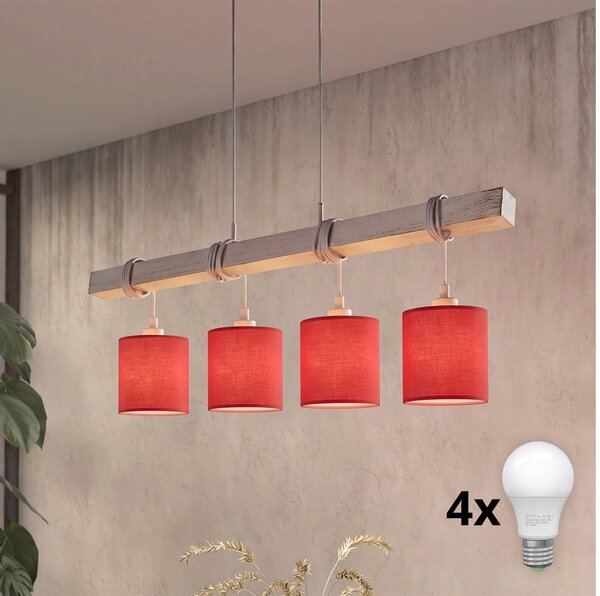 Brilagi - LED Lustr na lanku NUBILA 4xE27/60W/230V šedá/červená